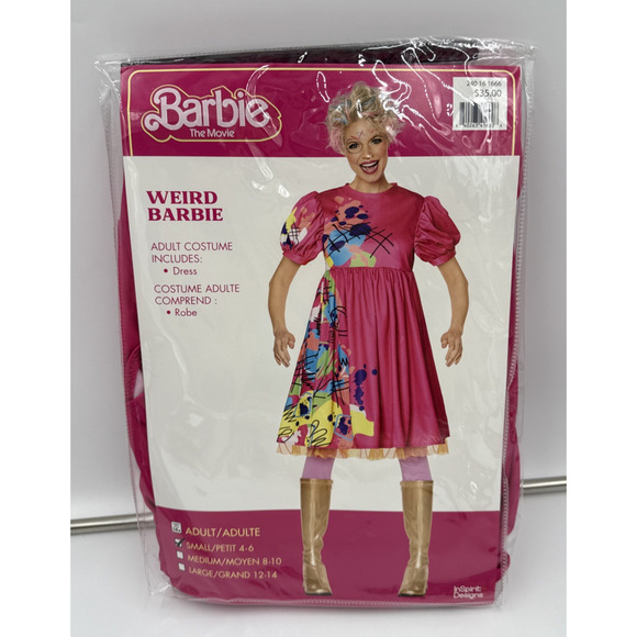 Weird Barbie The Movie Halloween Costume Adult Size Small 4-6 Cosplay New - Picture 2 of 5
